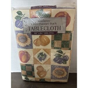 Vintage Hometrends Vinyl Flannel Back Tablecloth 60x84 Oblong